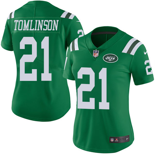 Women's Limited LaDainian Tomlinson Nike Jersey Green - #21 Rush NFL New York Jets